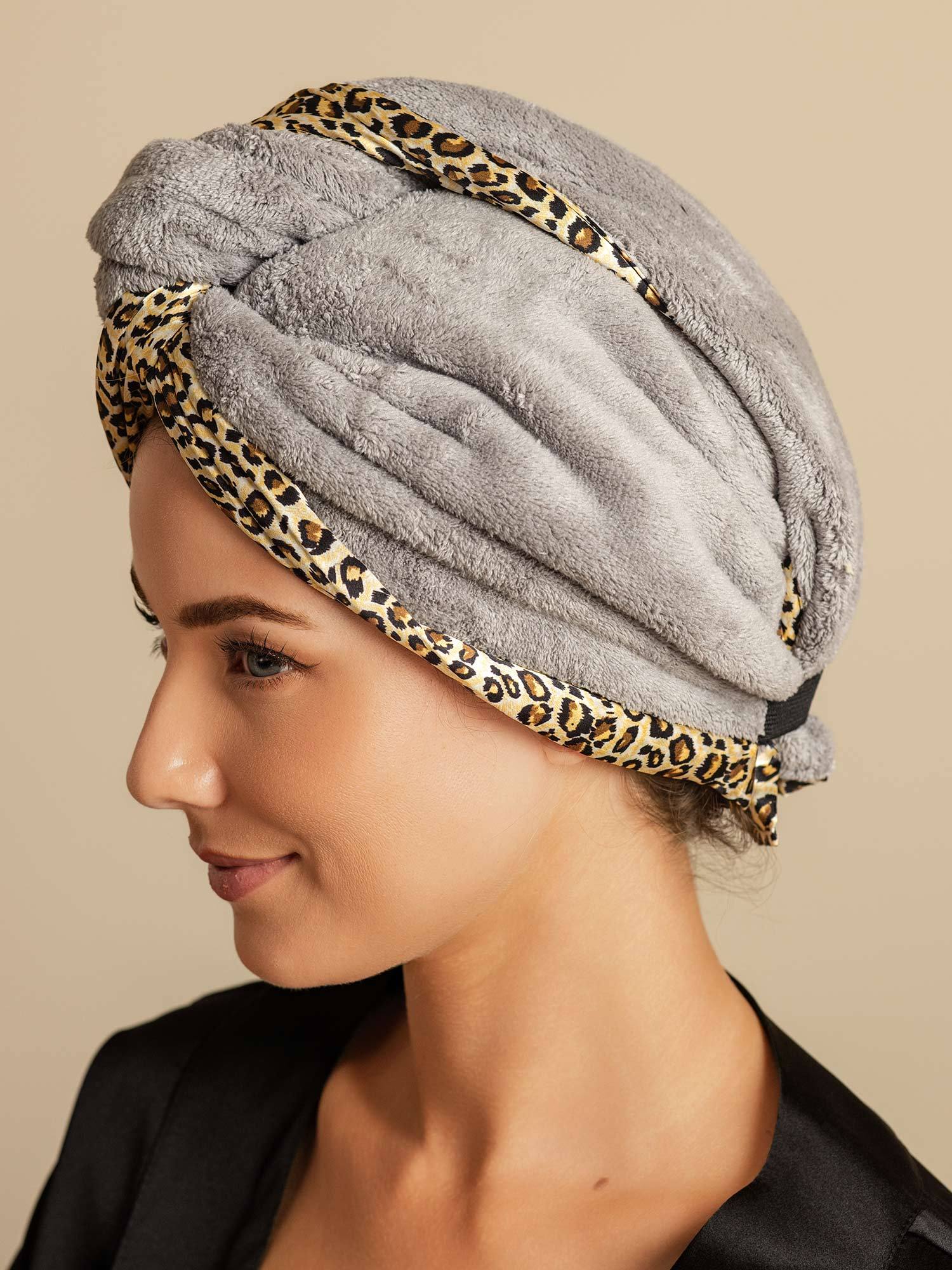 [Leopardi] SilkSilky-FI Hair Towel Wrap 002,