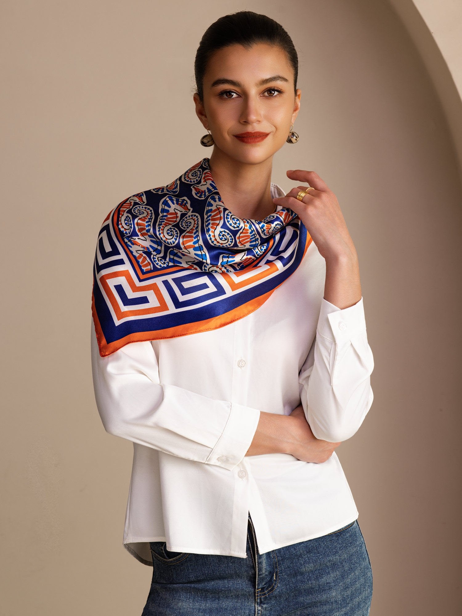 [Laivastonsininen Merihevonen] SilkSilky-FI Scarf 002