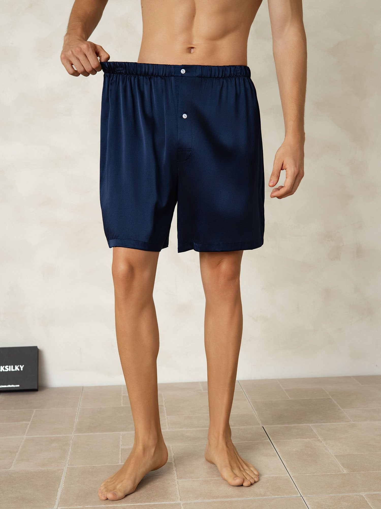 [Tummansininen] SilkSilky-FI Mens Sleep Bottoms 005