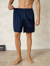 [Tummansininen] SilkSilky-FI Men's Sleep Shorts 005