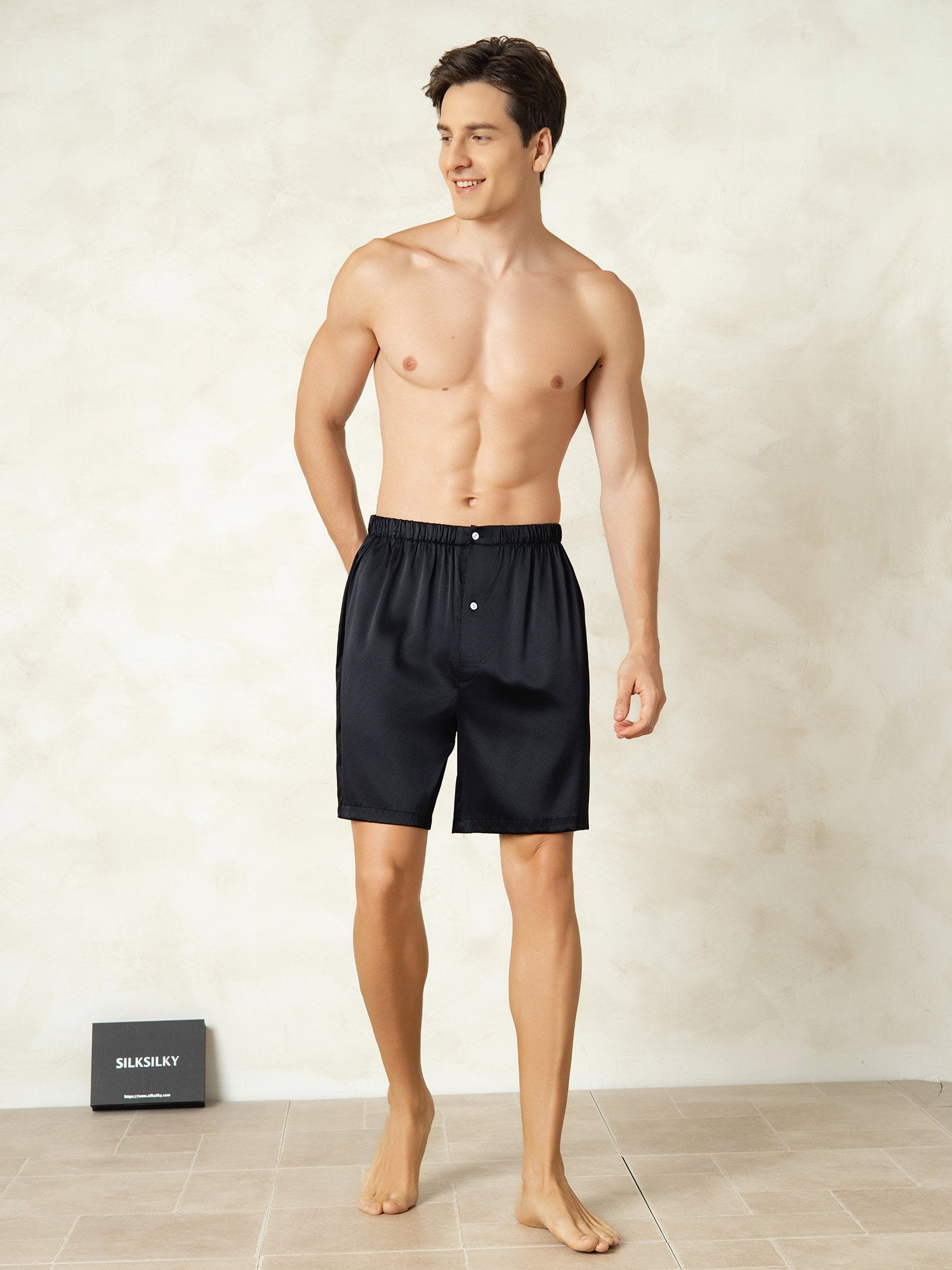 [Musta] SilkSilky-FI Mens Sleep Bottoms 003