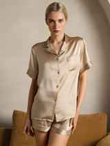 [Samppanja] SilkSilky-FI Short Sleeve Notkokaulus Naisten Pyjamat 003