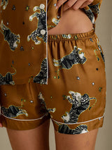 [Ruskea Leijona] SilkSilky-FI Short Sleeve Notch Collar Naisten Pyjamat 006