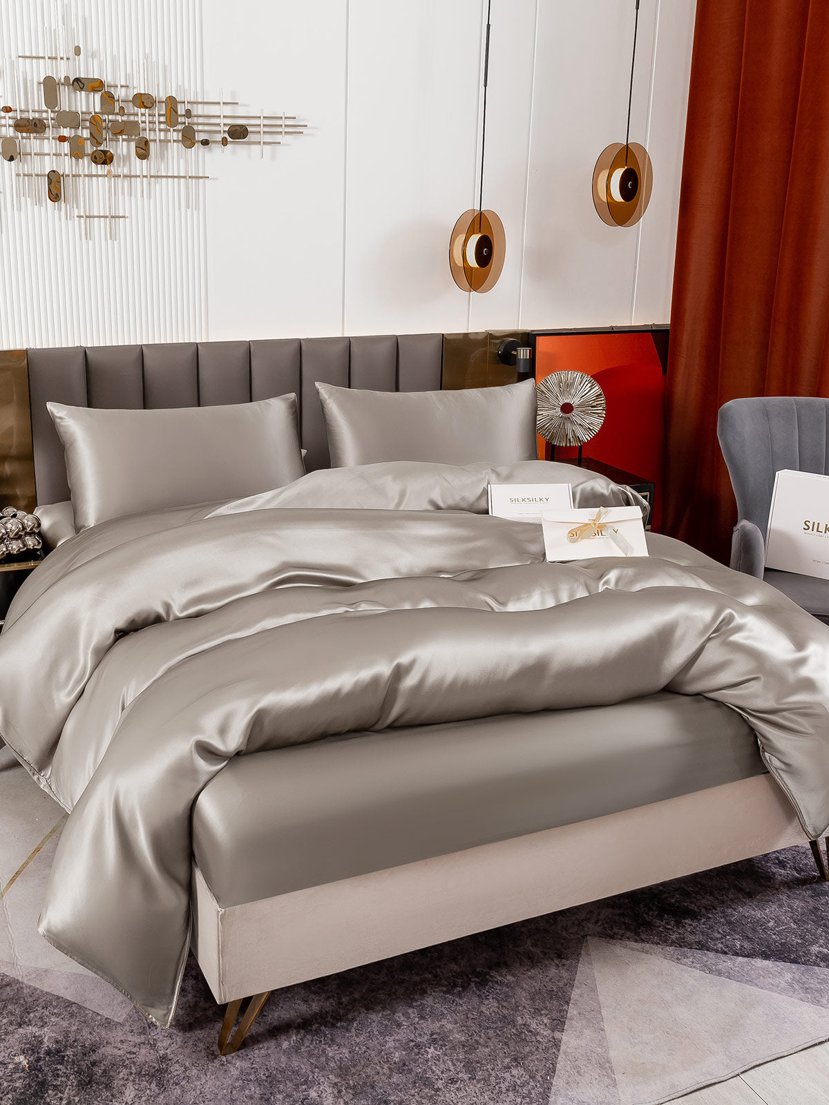 [Harmaa] SilkSilky-FI 19Momme Bedding Set 007