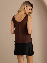 [Kahvi] SilkSilky-FI Sleeveless V Neck Camisole Top 002