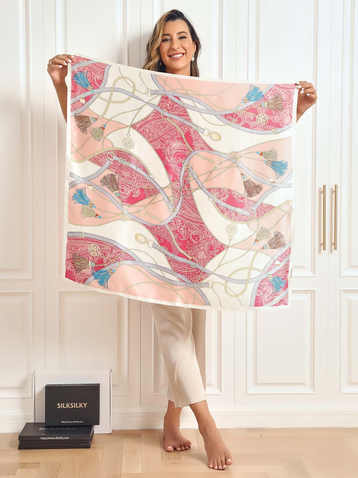 SilkSilky FI Pure Silk Scarf Pinkki 004