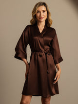 [Kahvi] SilkSilky-FI 3/4 Sleeve Naisten Aamutakki 005