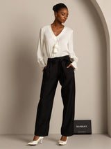 [Musta] SilkSilky-FI 32Momme Silk-Wool Blend Womens Pants 007