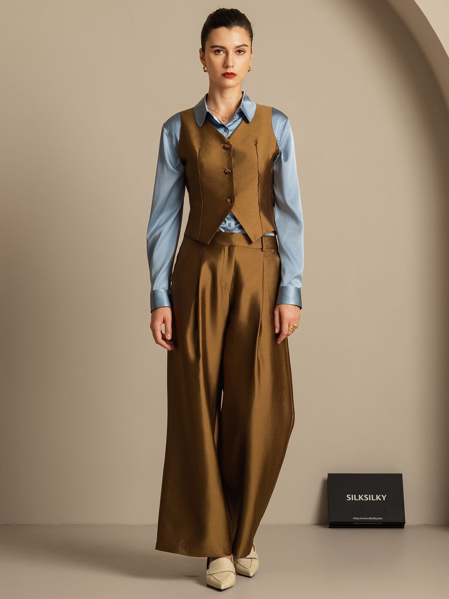 [Pronssi] SilkSilky-FI 32Momme Silk-Wool Blend Womens Vest 001,