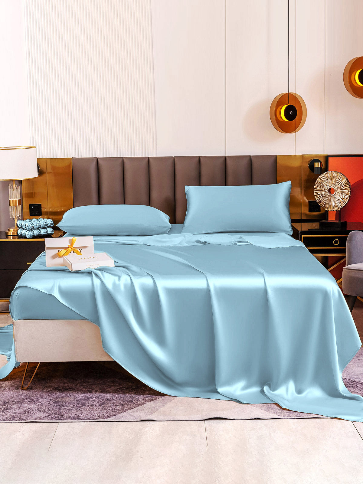 [Vaaleansininen] SilkSilky-FI 19Momme Bedding Set 005
