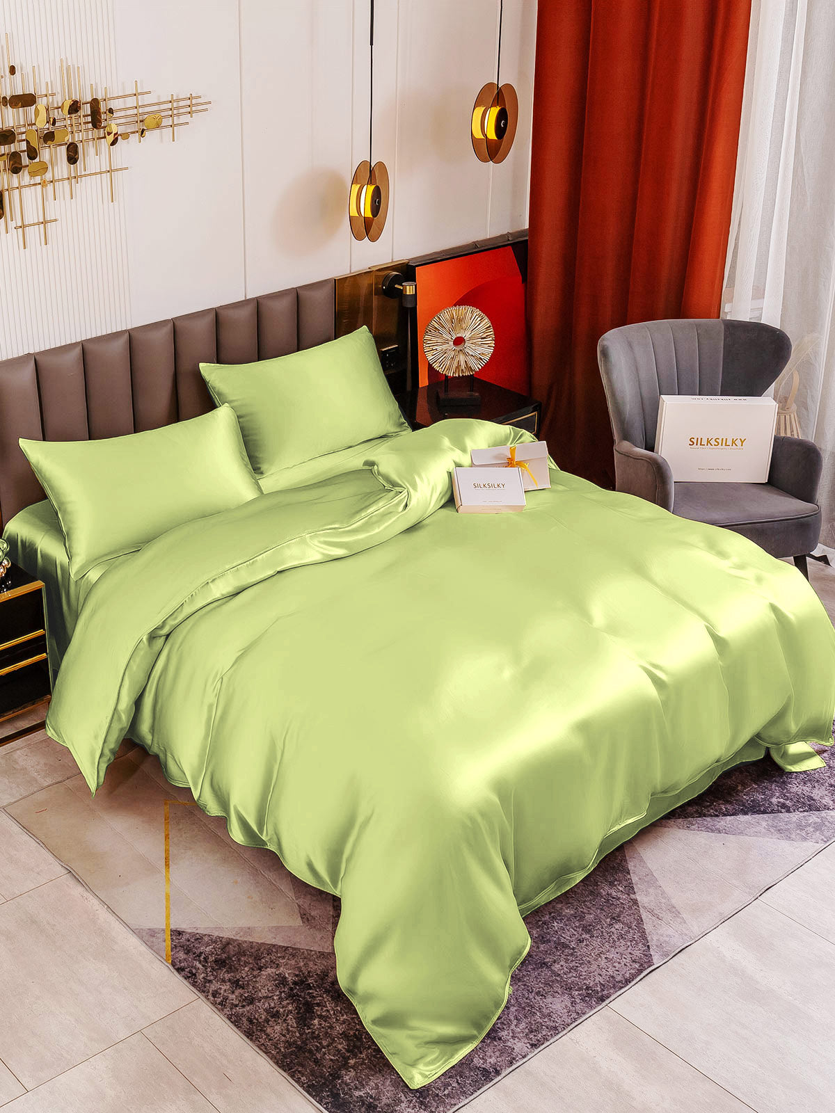 [Mintunvihreä] SilkSilky-FI 19Momme Bedding Set 001