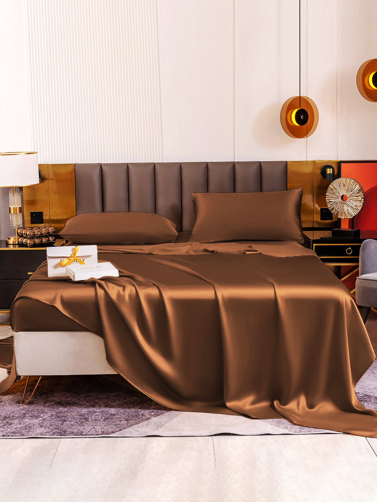 [Kahvi] SilkSilky-FI 19Momme Bedding Set 005
