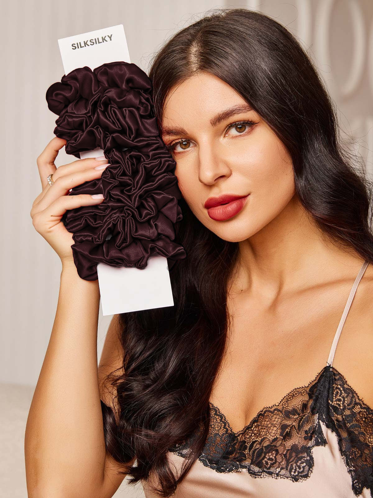 [Ruskea] SilkSilky-FI 19Momme Scrunchie 002