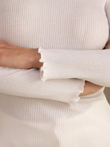 [Valkoinen] SilkSilky-FI Long Sleeve Turtle Neck Naisten T-paita 006