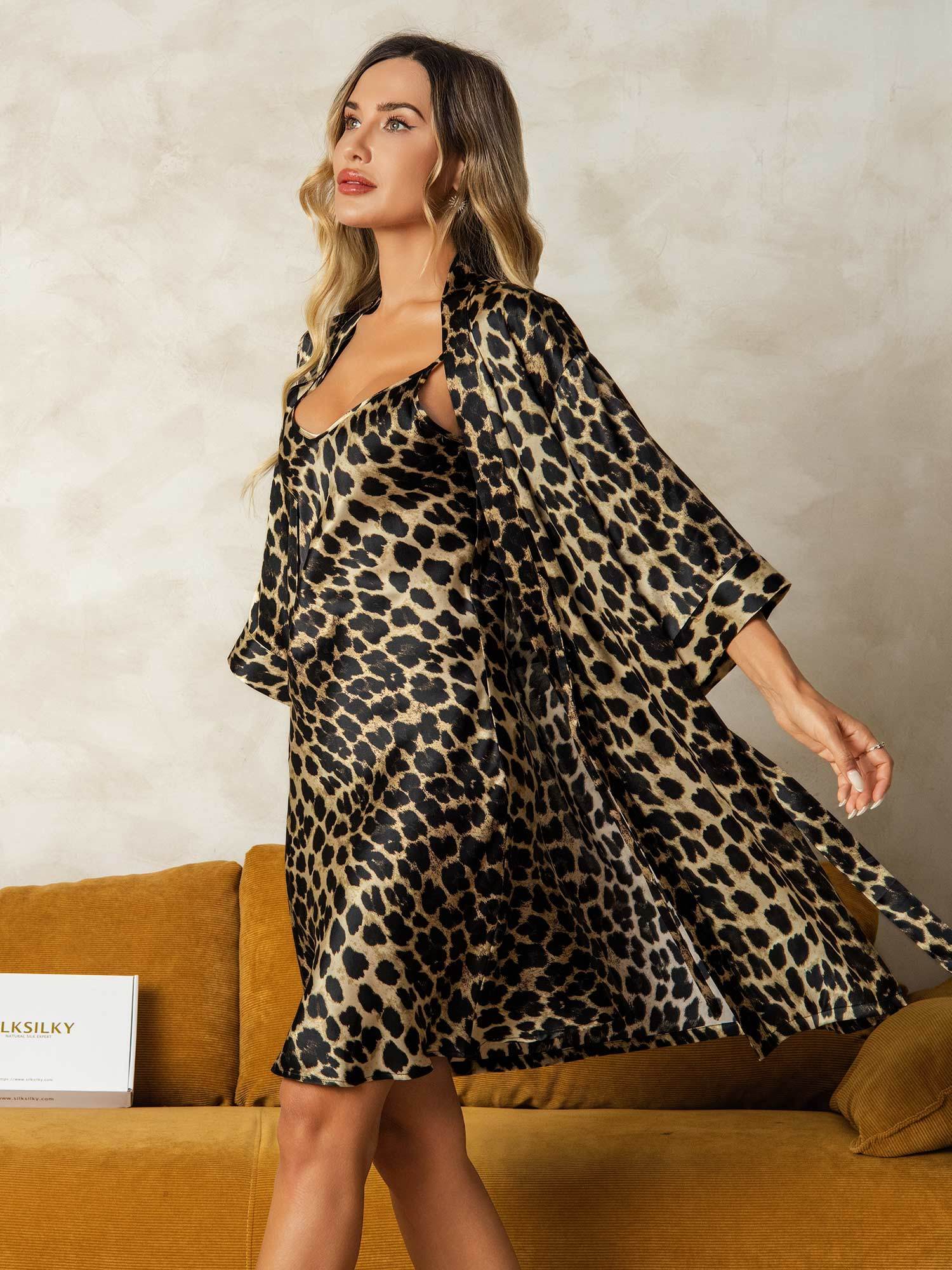 [Leopardi] SilkSilky-FI Nightgown&Robe Set 004