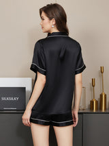 [Musta] SilkSilky-FI Short Sleeve Notkokaulus Naisten Pyjamat 002