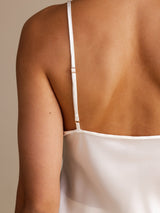 [Valkoinen] SilkSilky-FI Spaghetti Strap V Neck Camisole Top 004