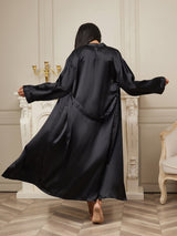 [Musta] SilkSilky-FI Long Sleeve Naisten Aamutakki 002