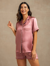 [Vaalean Mauve] SilkSilky-FI Short Sleeve Notkokaulus Naisten Pyjamat 007