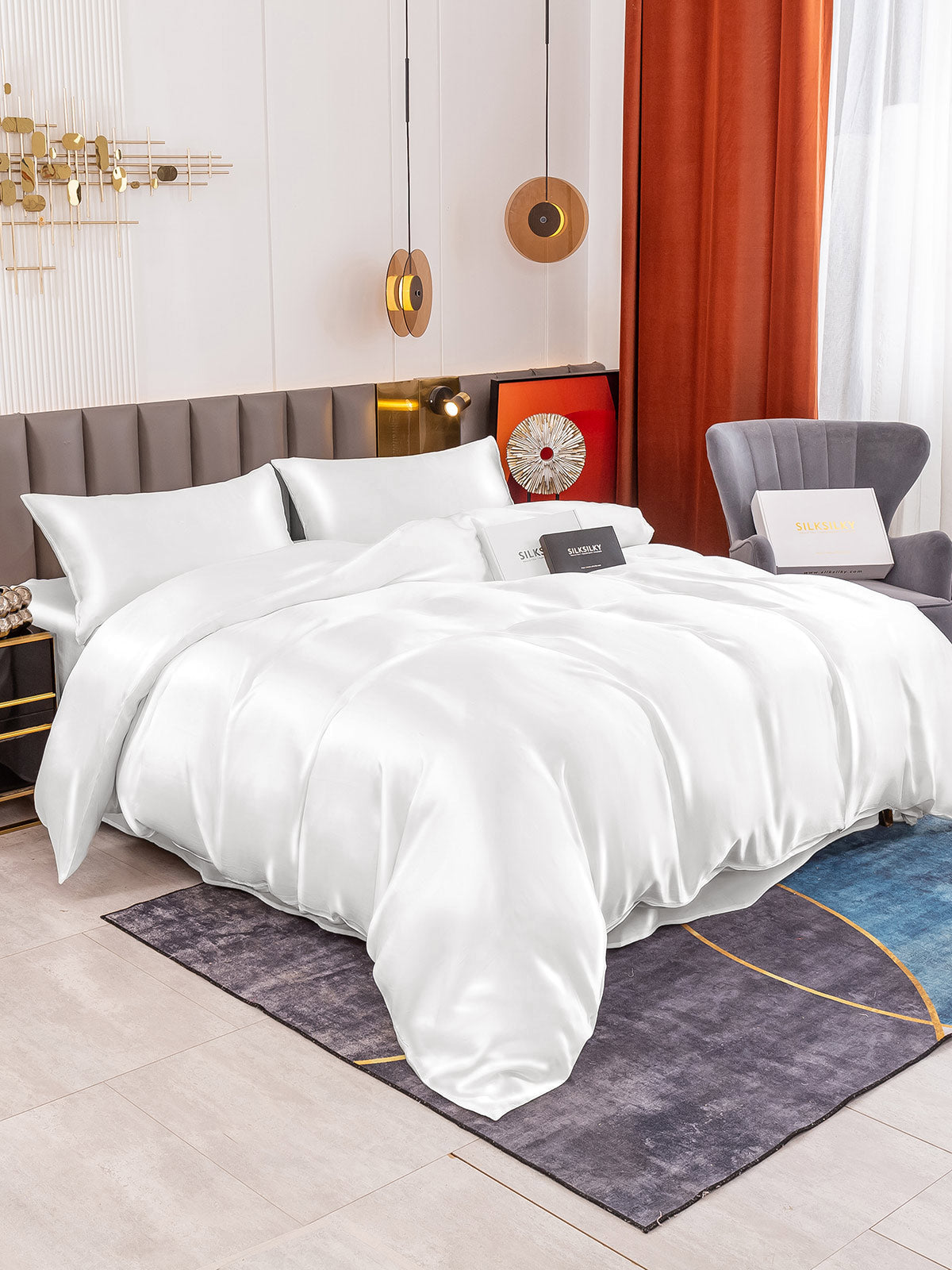[Valkoinen] SilkSilky-FI 19Momme Bedding Set 001