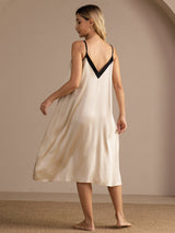 [Riisibeige] SilkSilky-FI Spaghetti Strap V Neck Yöpaita 002