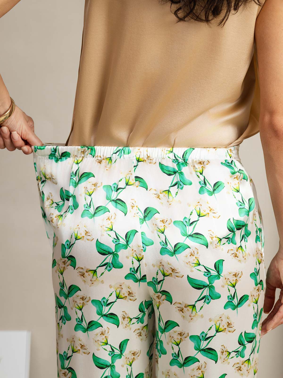 [Vihreä Kukka] SilkSilky-FI 19Momme Womens Pants 005