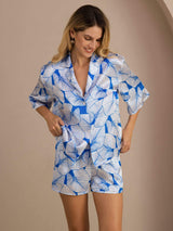 [Jäälehti] SilkSilky-FI Short Sleeve Notch Collar Naisten Pyjamat 003