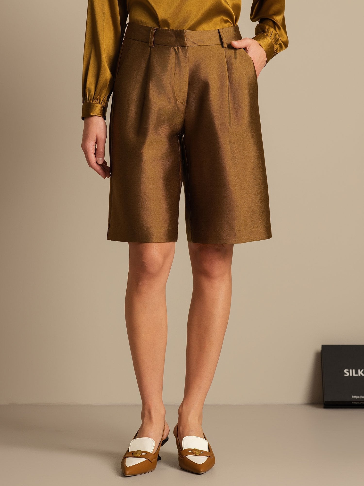 [Pronssi] SilkSilky-FI 32Momme Silk-Wool Blend Womens Shorts 003,