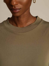 [Poltettu Oliivi] SilkSilky-FI Half Sleeve Crew Neck Naisten T-paita 004