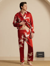 [Viini] SilkSilky-FI Long Sleeve Notkokaulus Miesten Pyjamat 005