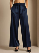 [Tummansininen] SilkSilky-FI 19Momme Womens Pants 001