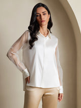 [Valkoinen] SilkSilky-FI 19Momme Womens Shirt 004,