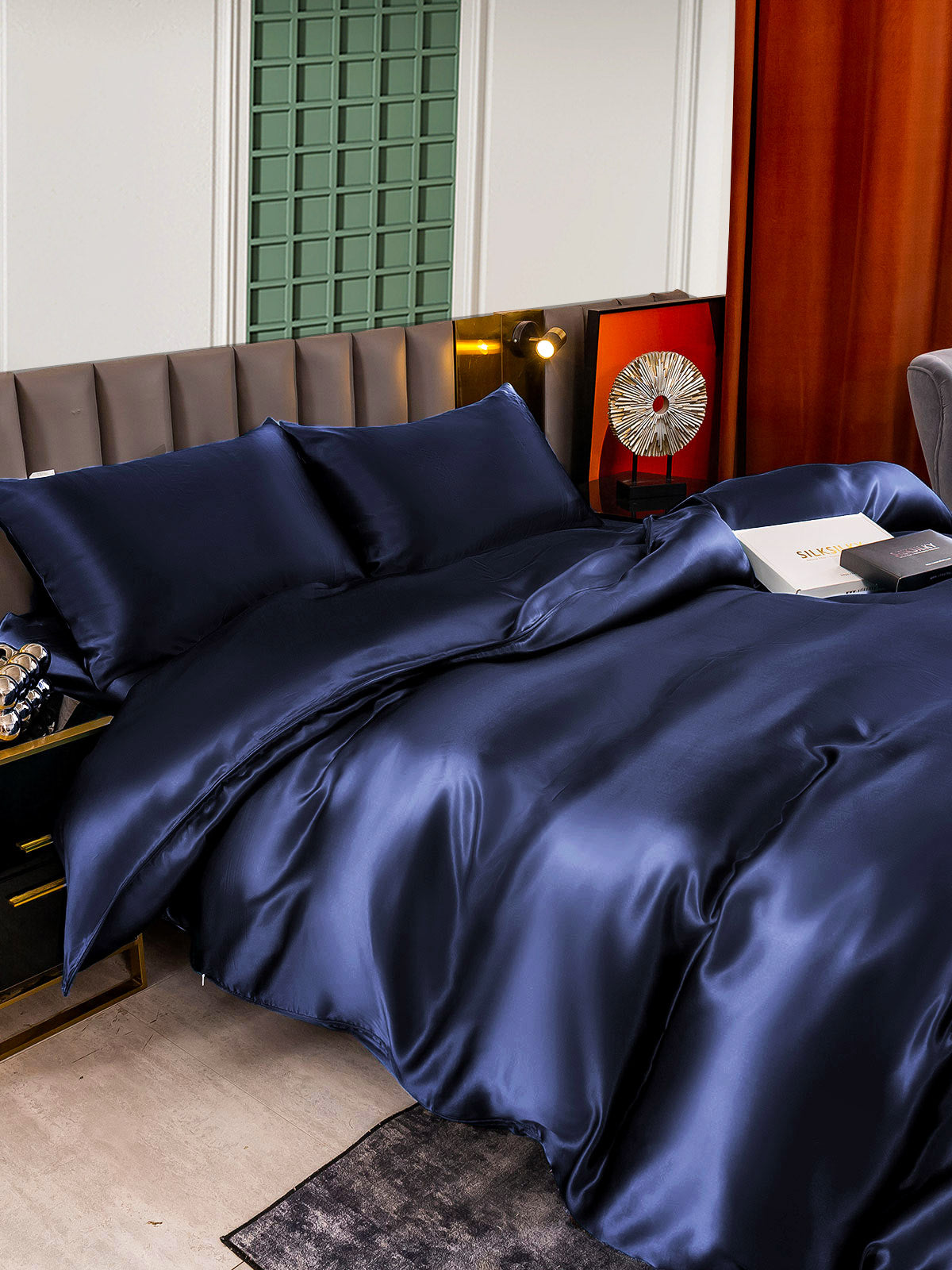 [Tummansininen] SilkSilky-FI 25Momme Bedding Set 007
