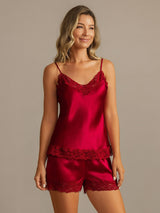 [Viini] SilkSilky-FI Spagettihihna V Neck Camisole Setti 004