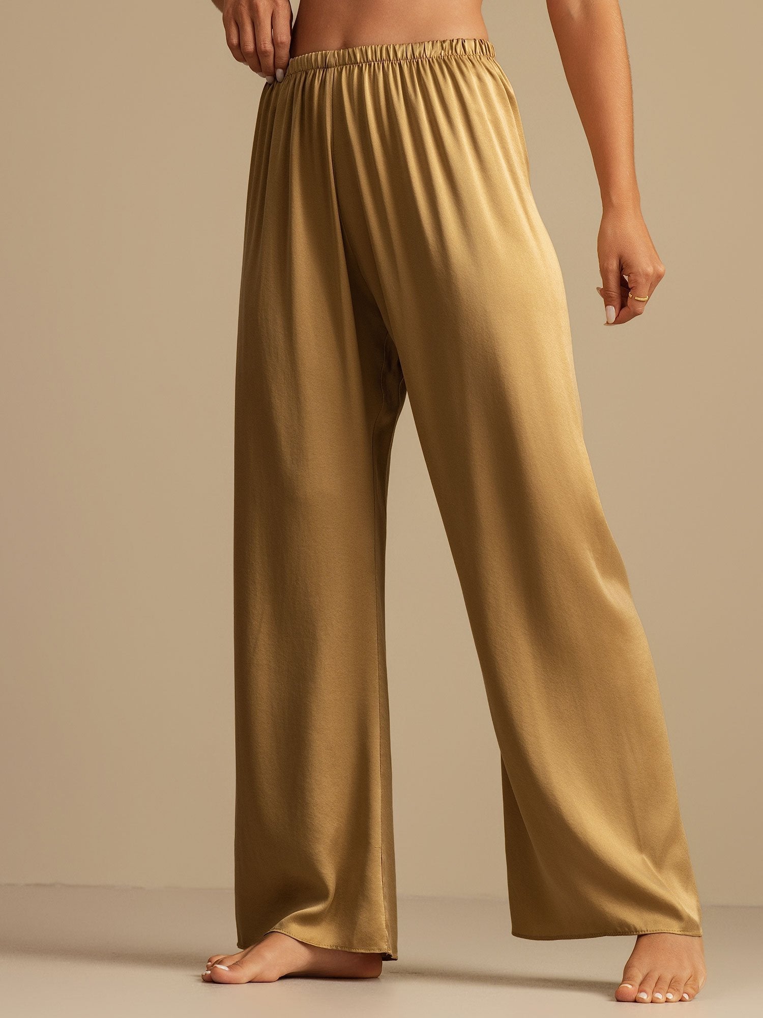 [Tan] SilkSilky-FI 19Momme Womens Sleep Bottoms 004,