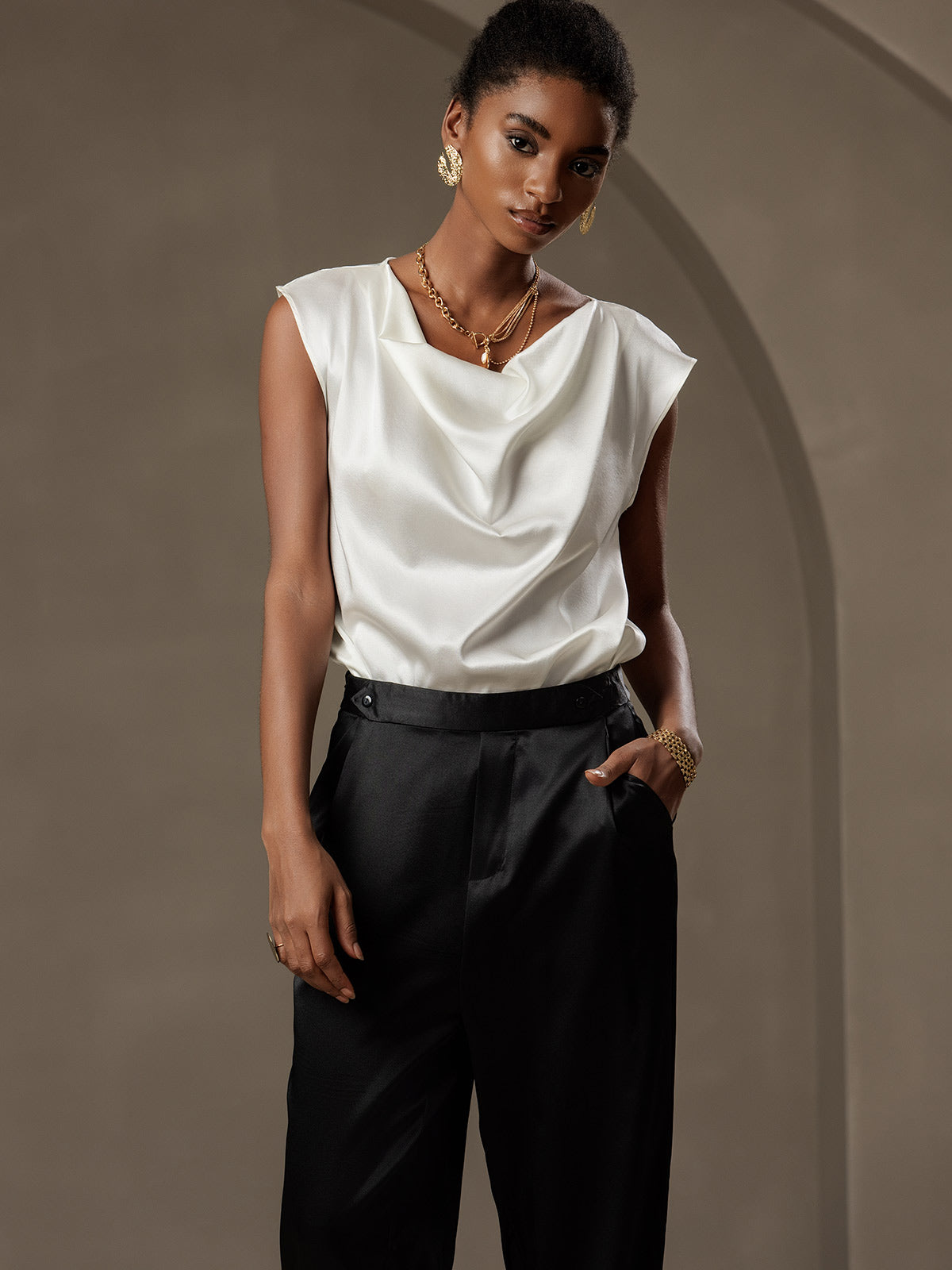 [Musta] SilkSilky-FI 19Momme Womens Pants 005