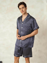 [Laivasto Ginkgo] SilkSilky-FI Short Sleeve Notkokaulus Miesten Pyjamat 003