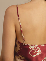 [Viininpunainen Lohikäärme] SilkSilky-FI Spagettihihna V Neck Camisole Setti 005