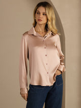[Toscana] SilkSilky-FI Long Sleeve Lapel Collar Naisten paita 003