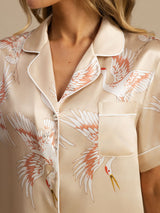 [Samppanja] SilkSilky-FI Short Sleeve Notkokaulus Naisten Pyjamat 005