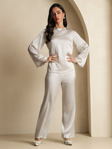 [Vaalean Harmaa] SilkSilky-FI Long Sleeve Boat Neck Pusero 008