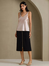[Varjonharmaa] SilkSilky-FI Sleeveless V Neck Camisole Top 007