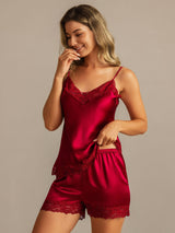 [Viini] SilkSilky-FI Spagettihihna V Neck Camisole Setti 003