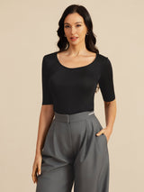 [Musta] SilkSilky-FI Half Sleeve Naisten T-paita 005