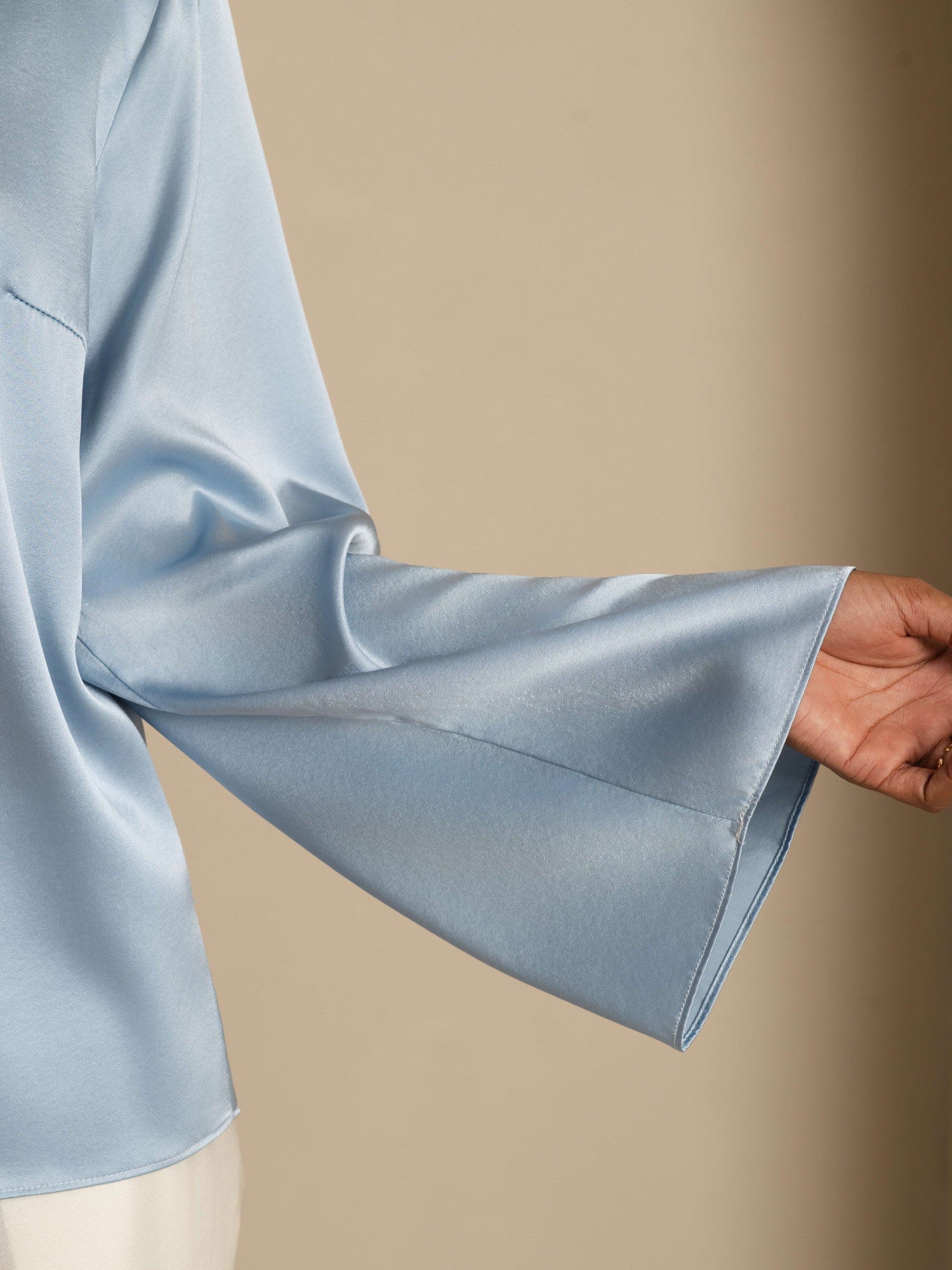 [Harmaansininen] SilkSilky-FI 19Momme Pitkähihainen Venekaula-aukko Pusero 005