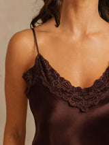[Ruskea] SilkSilky-FI Spaghetti Strap V Neck Camisole Setti 004