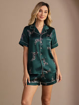 [Smaragdi Seepra] SilkSilky-FI Short Sleeve Lapel Collar Naisten Pyjamat 001