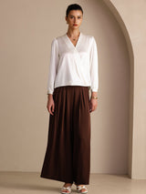 [Valkoinen] SilkSilky-FI Long Sleeve Wrap Naisten Puserot 007