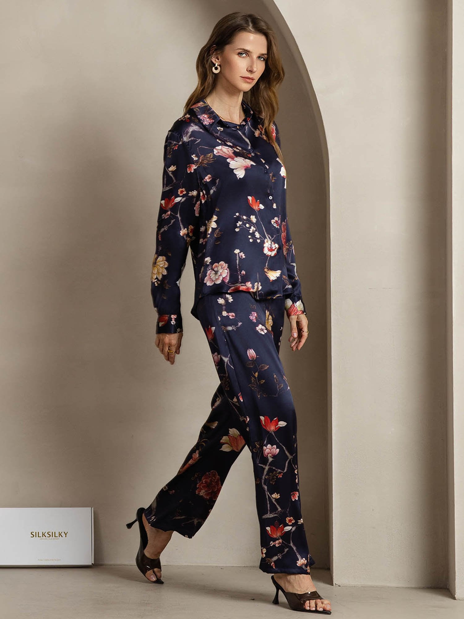 [LaivastoKukka] SilkSilky-FI 19Momme Lapel Collar Women''s Outfit Sets 005