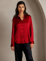 [Punainen] SilkSilky-FI Long Sleeve Lapel Collar Naisten paita 004